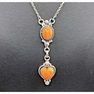 Sterling Silver Spiny Oyster Necklace 18-20 Inch Y Drop Navajo Southwestern